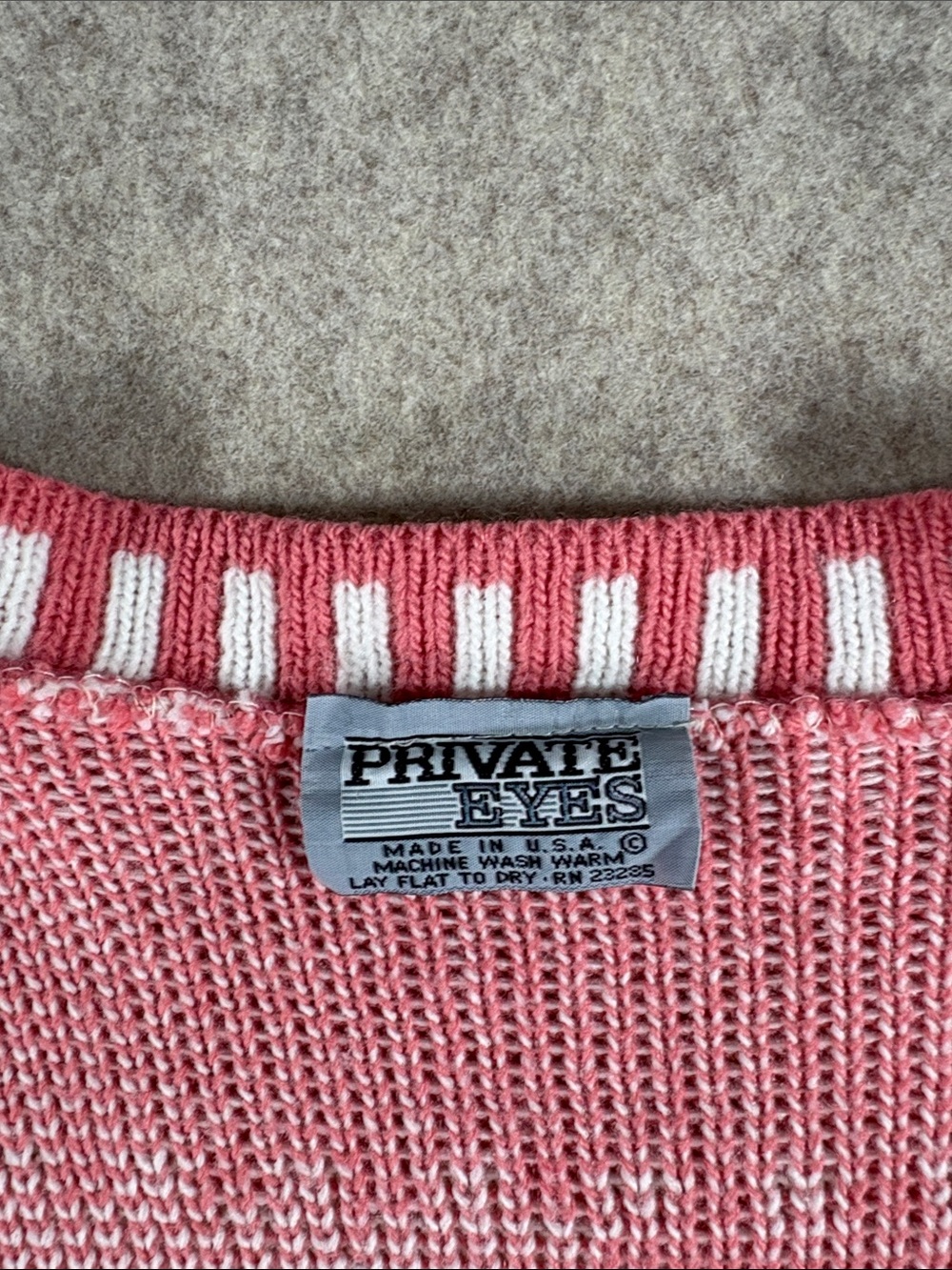 VTG 80s Private Eyes Snowflake Cardigan Sweater L/XL Pink White Grandpacore USA - Picture 2 of 7
